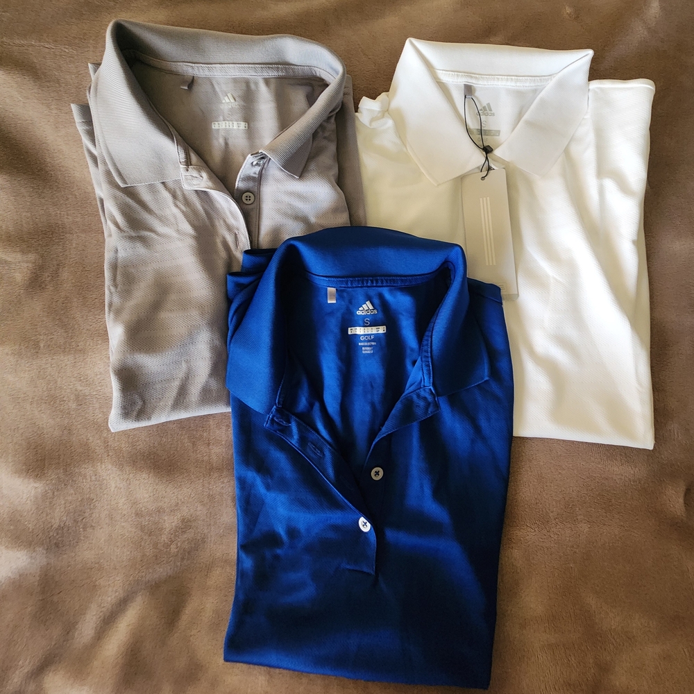 Adidas Polo Shirt Trio - Blue, Gray, White